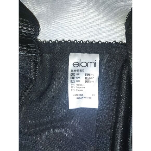NWT Elomi Cate Full Cup Banded Bra Size 34O Black Plus Size Lingerie Wide Straps - Picture 2 of 5